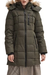 Noize Hannah Faux Fur Trim Hooded Parka In Forest