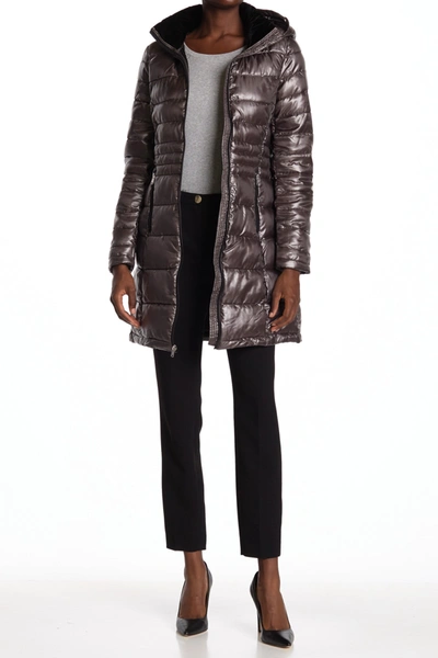 Andrew Marc Insulated Quilted Coat In Silver