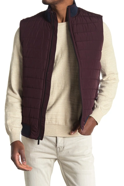 Perry Ellis Quilted Puffer Vest In Port