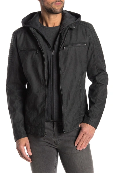 Px Chandler Faux Leather Moto Jacket In Black
