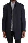 Hart Schaffner Marx Genoa Twill Wool Blend Coat In Navy Twill