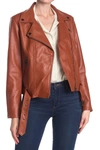 Elodie Faux Leather Moto Jacket In Cinnamon
