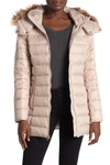 Andrew Marc Eleanor Zip Up Faux Fur Lined Coat In Ivory