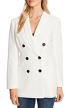 Cece By Cynthia Steffe Double Breasted Twill Blazer In Soft Ecru