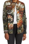 VALENTINO BEADED TIE-DYE SNAP SHIRT JACKET,8050145419368