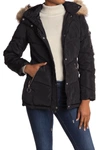 Kendall + Kylie Faux Fur Trimmed Puffer Jacket In Black
