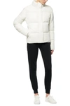 Andrew Marc Faux Leather Puffer Jacket In Ivory