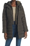 Laundry By Shelli Segal Bibbed Puffer Jacket In Dkolive