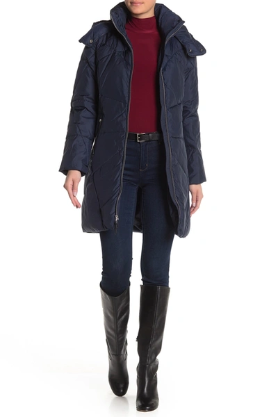 Cole Haan Padded Stitch Puffer Jacket In Navy
