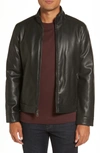 Cole Haan Faux Leather Jacket In Black