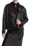 VALENTINO STUDDED FRINGE LEATHER MOTO JACKET,8050145684865