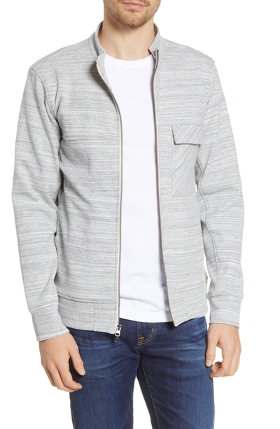 Acyclic Textured Knit Slim Fit Zip Jacket In Grey