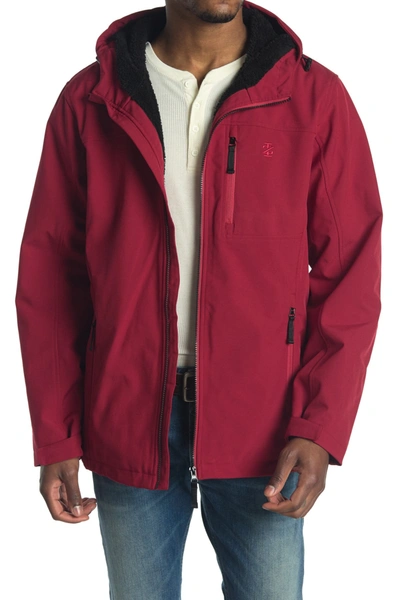 Izod Faux Shearling Lined Hooded Jacket In Red