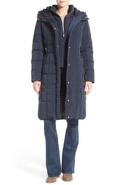 Cole Haan Signature Cole Haan Bib Insert Down & Feather Fill Coat In Navy