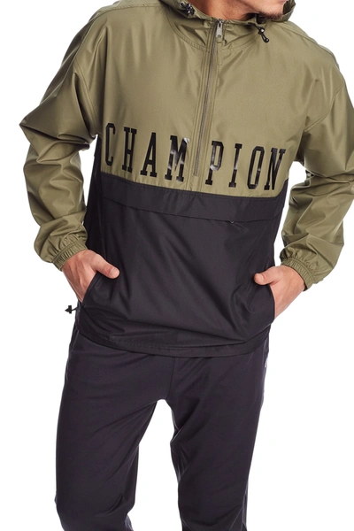 Champion Colorblock Packable Jacket In Cargo Oliv