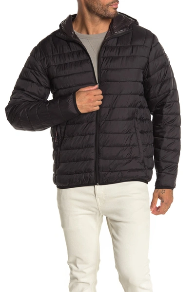 Hawke & Co. Hooded Packable Quilted Jacket In Black