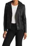 Max Studio Washed Faux Leather Moto Jacket In Black