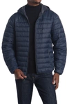 Hawke & Co. Hooded Packable Quilted Jacket In Dark Navy
