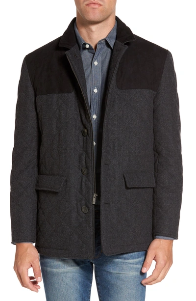 Hart Schaffner Marx Shooter Wool Blend Quilted Jacket In Charcoal