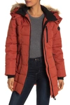 Noize Hannah Faux Fur Trim Hooded Parka In Arancio