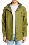 Rains Waterproof Hooded Long Jacket In Sage
