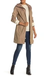 Cole Haan Packable Hooded Rain Jacket In Champagne