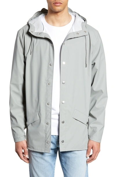 Rains Waterproof Hooded Long Jacket In Stone