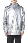 Rains Waterproof Hooded Long Jacket In Silver