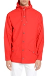 Rains Waterproof Hooded Long Jacket In Orange