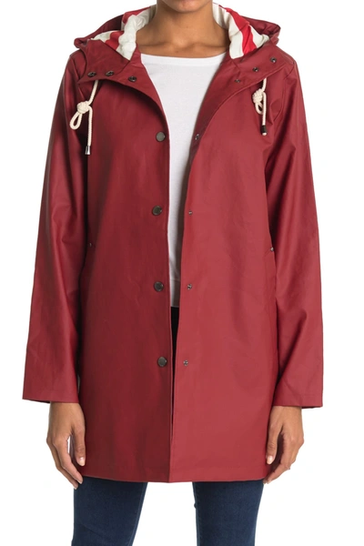 Pendleton Olympic Hooded Slicker Coat In Red/glacier