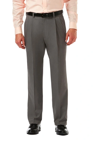 Haggar Cool 18® Pro Heather Classic Fit Pleat Front Pants In Htr Grey