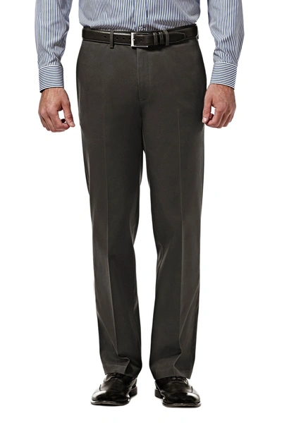 Haggar Premium No Iron Khaki Straight Fit Pant In Dk Grey