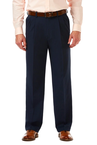 Haggar Cool 18® Pro Classic Fit Flat Front Pant In Navy