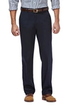 Haggar Men's Iron Free Premium Khaki Classic-fit Flat-front Pant In Dark Navy