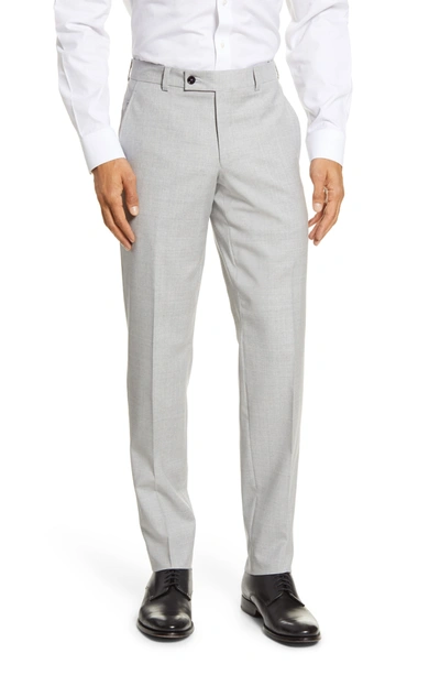 Ted Baker Jerome Flat Front Solid Wool Dress Pants In Light Grey