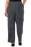 Standards & Practices Franchesca Belted Straight Leg Paper Bag Pants In Charcoal