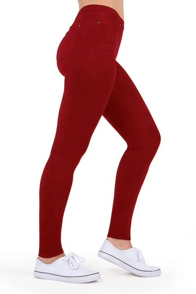 Memoi Microsuede Leggings In Sun-dried Tomato