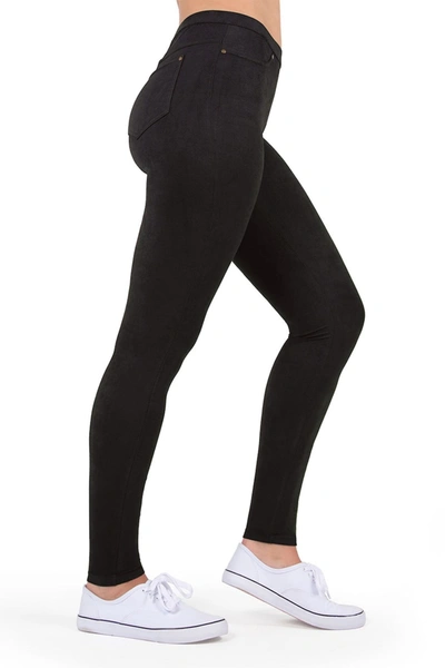 Memoi Microsuede Leggings In Black
