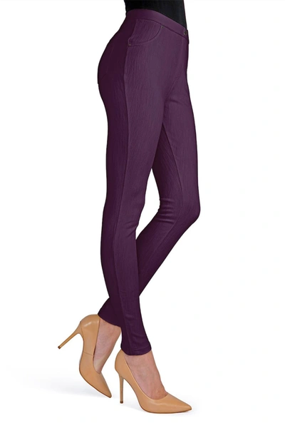 Memoi Chino Leggings In Blackberry Wine