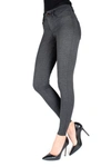 Memoi Thin Ribbed Corduroy Leggings In Dark Gray Heather