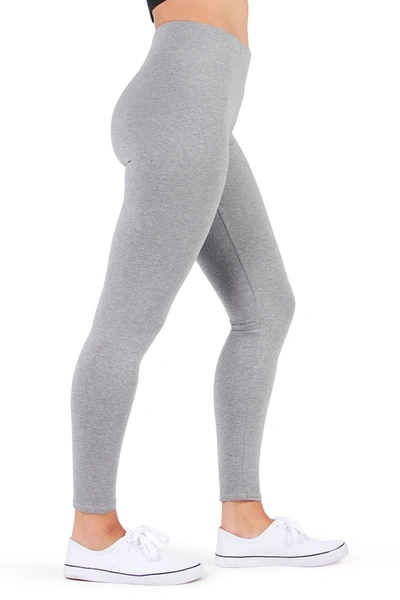 Memoi Solid Leggings In Med Gray Heather