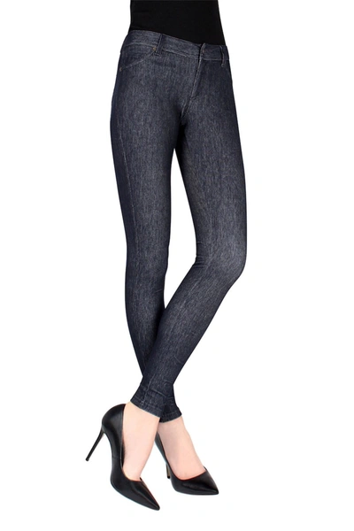 Memoi Zipper Leggings In Blue