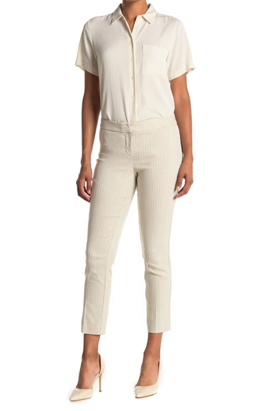 Amanda & Chelsea Pinstripe Print Cropped Ponte Pants In Stne/wht