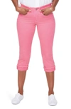 Nydj Marilyn Mid-rise Straight Leg Crop Frayed Cuffed Jeans In Pkflamingo