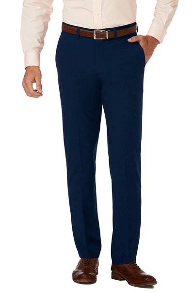 Haggar J.m.  4-way Stretch Slim Fit Flat Front Dress Pant In Blue