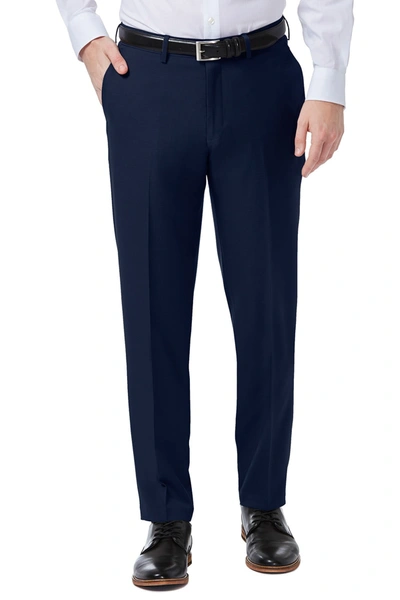 Haggar Men's Premium Comfort Slim-fit Performance Stretch Flat-front Dress Pants In Blue
