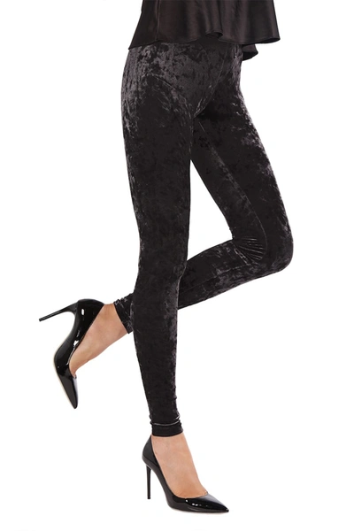 Memoi Women's Crushed Velvet Leggings In Black
