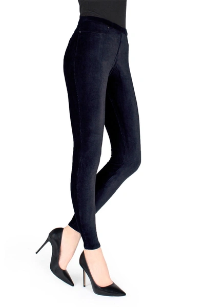 Memoi Thin Ribbed Corduroy Leggings In Navy