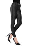 Memoi Thin Ribbed Corduroy Leggings In Black