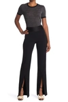 Simkhai Crepe Back Satin Front Slit Pant In Black